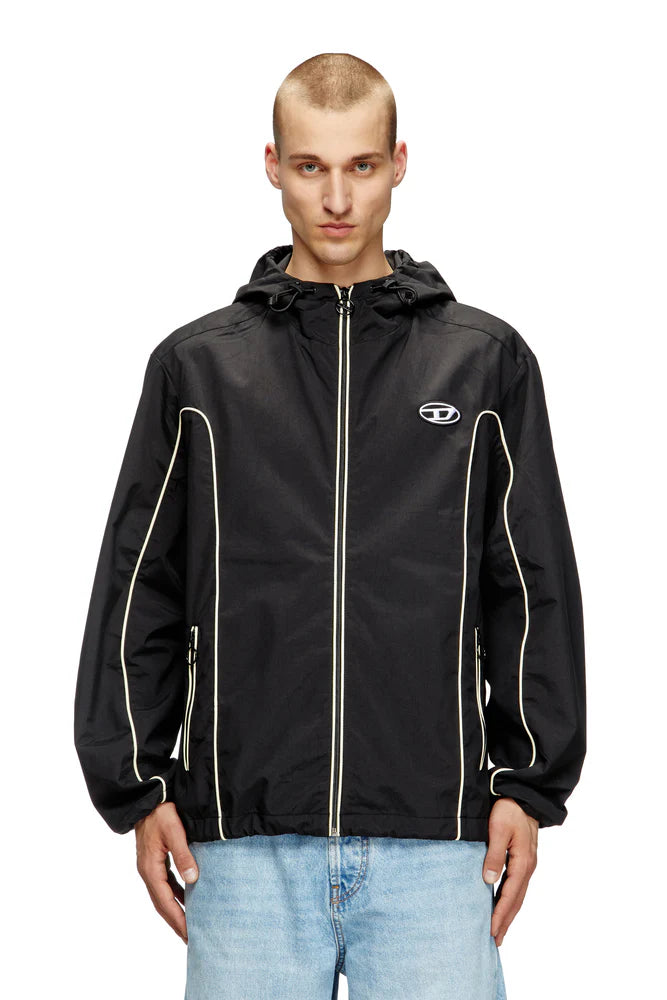 Windbreaker with contrast piping