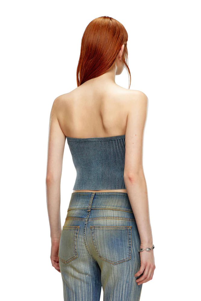 Rib-knit tube top with Oval D