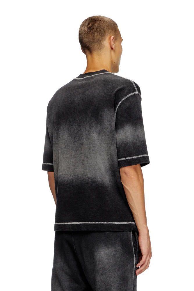 Waffle and jersey half-sleeve sweatshirt