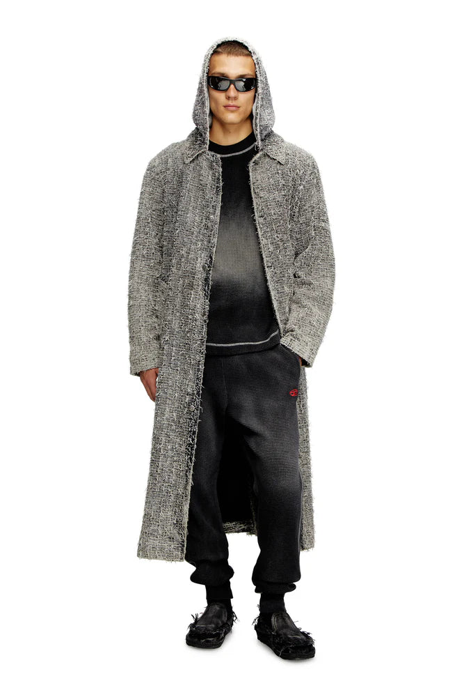 Waffle and jersey half-sleeve sweatshirt