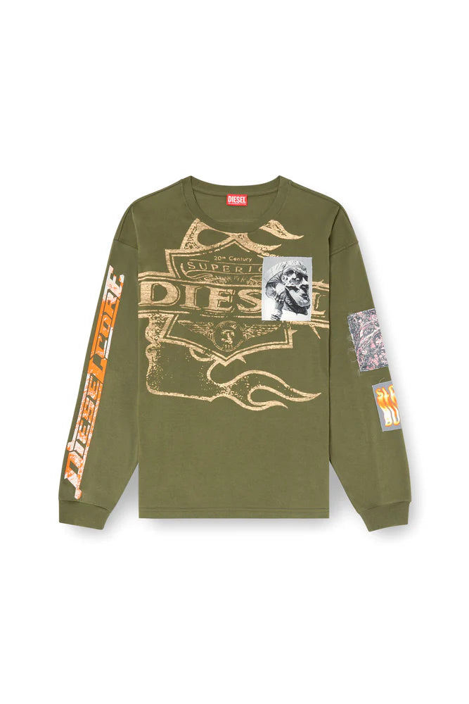 Long-sleeve T-shirt with graphic patches