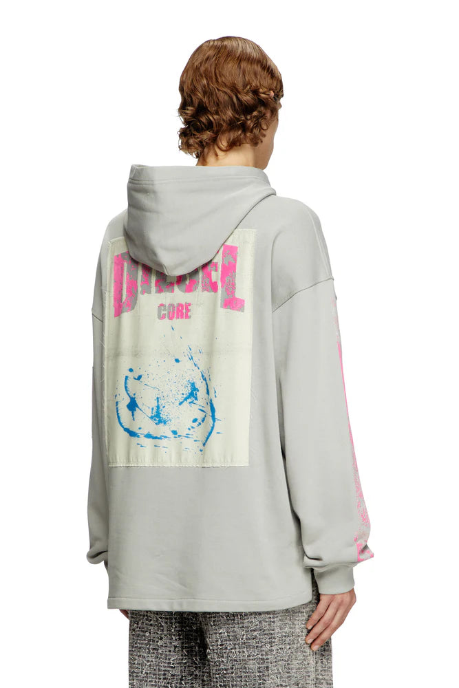 Hoodie with prints and logo patches