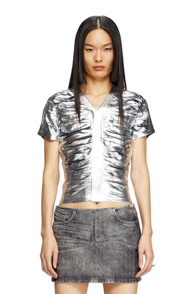 Gathered slim fit T-shirt