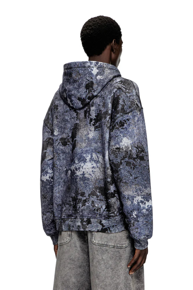 Marble-effect burnout hoodie