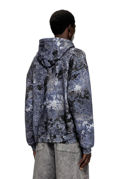 Marble-effect burnout hoodie