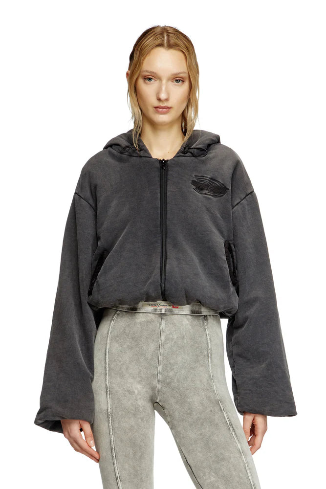 Cropped zip-up hoodie