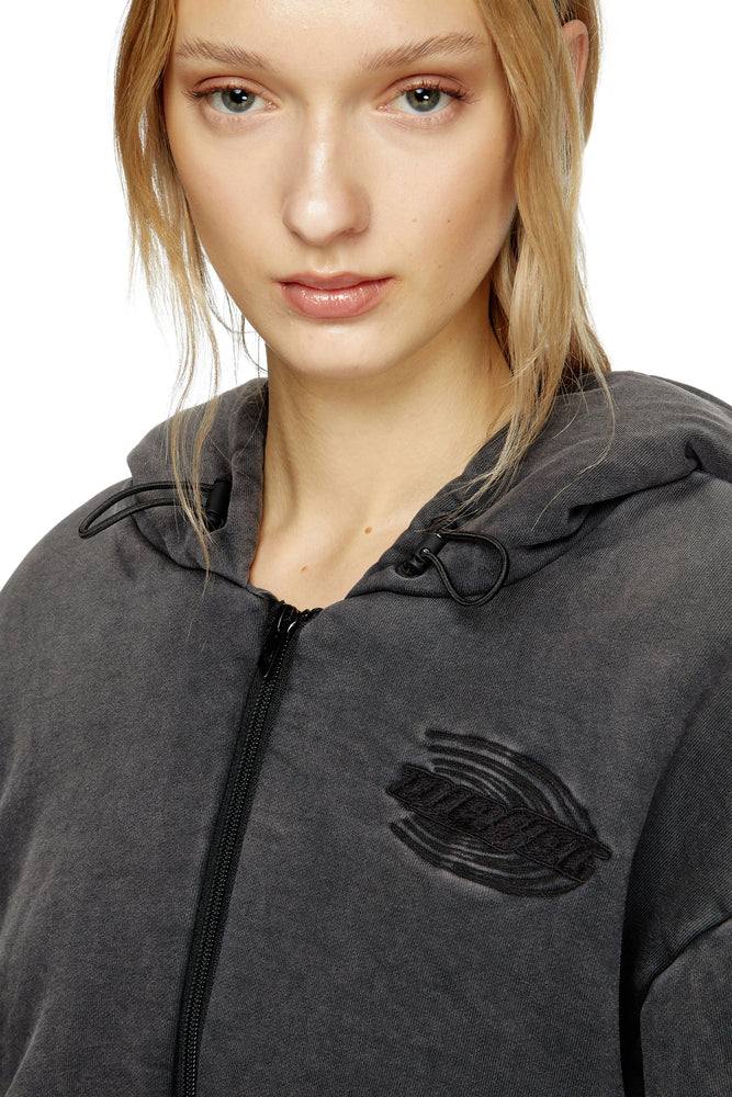 Cropped zip-up hoodie