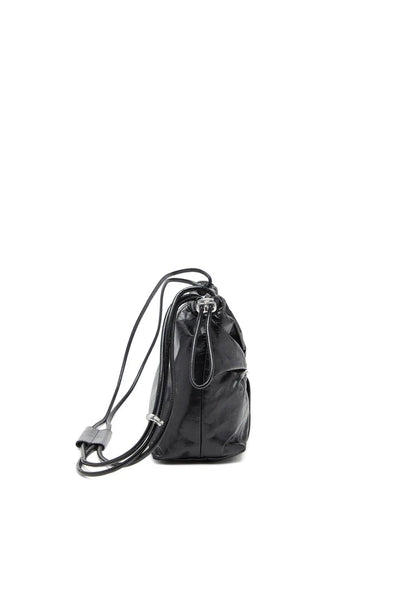 Scrunch-D-Bucket bag in shiny wrinkled leather