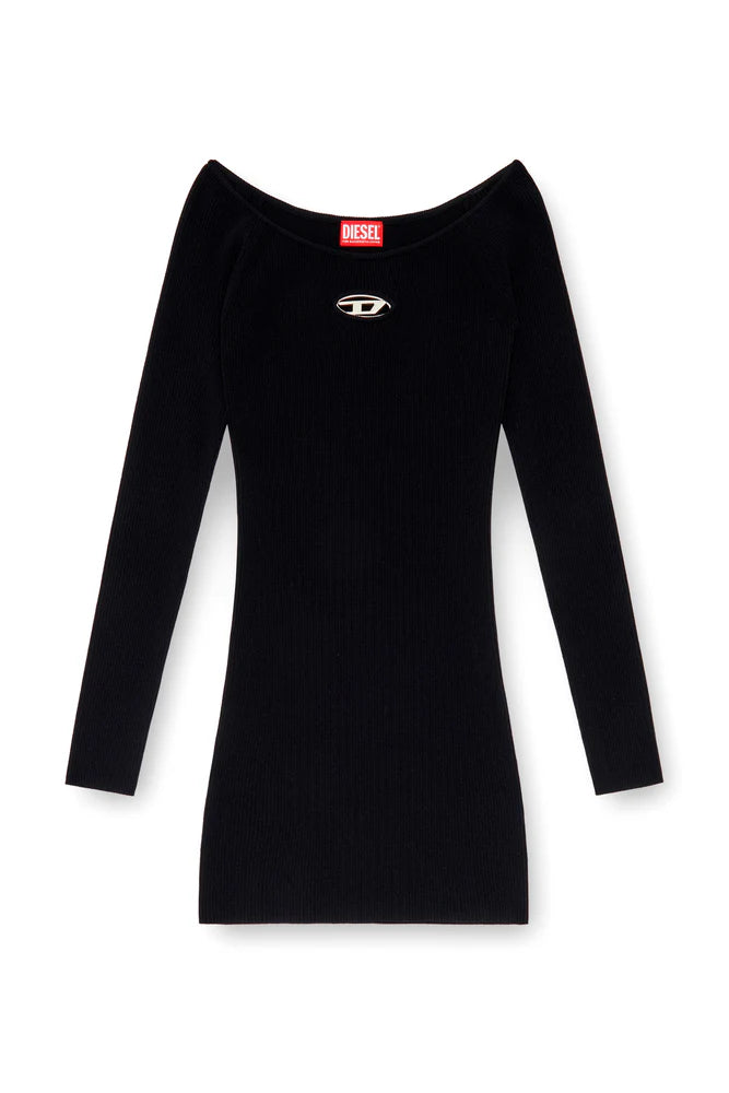 Off-the-shoulder dress in ribbed knit