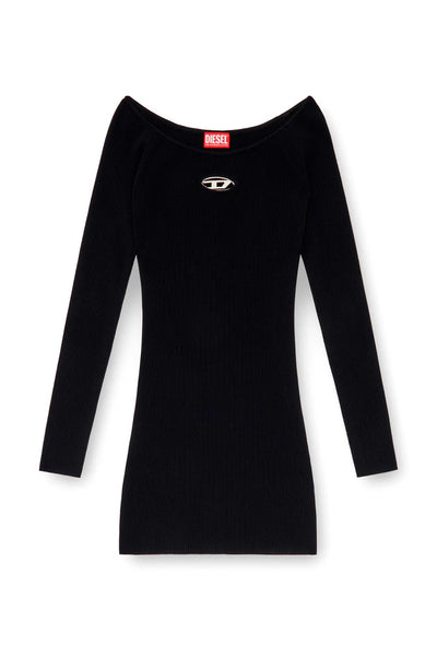 Off-the-shoulder dress in ribbed knit