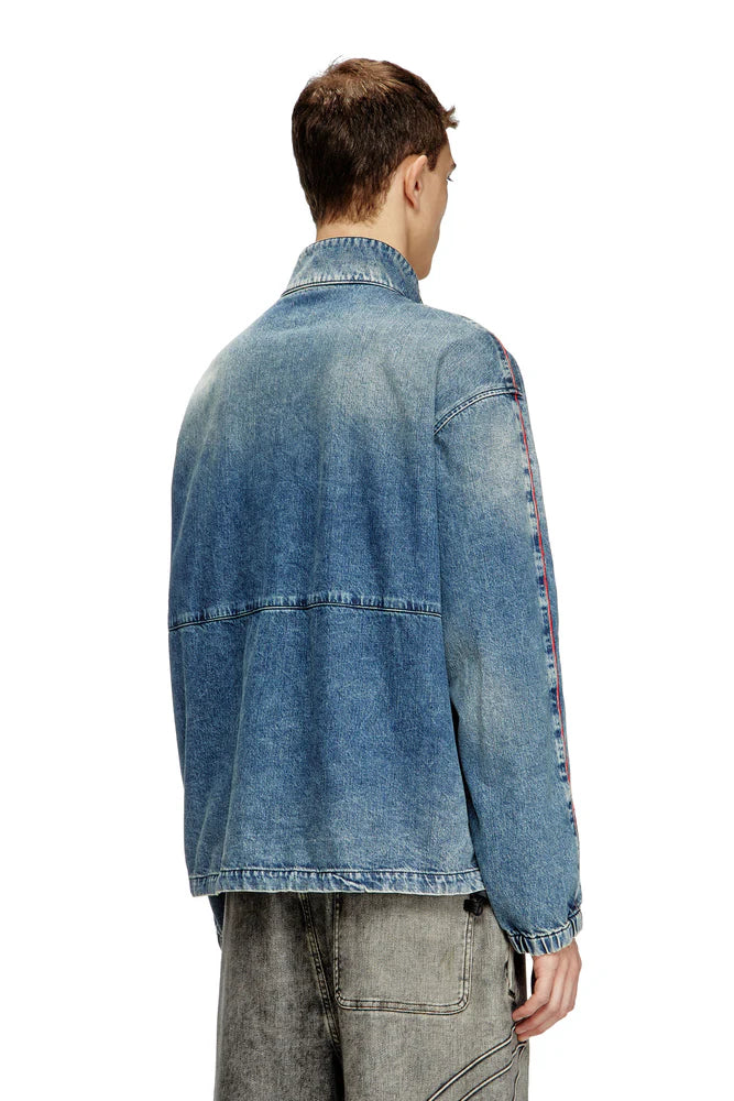 Denim jacket with red piping