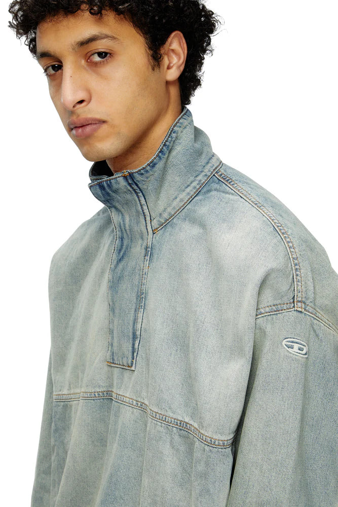 Denim pullover in light bicolour denim