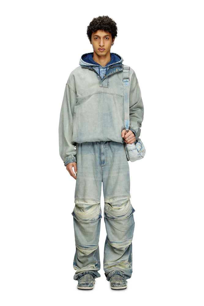 Denim pullover in light bicolour denim