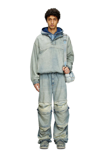 Denim pullover in light bicolour denim