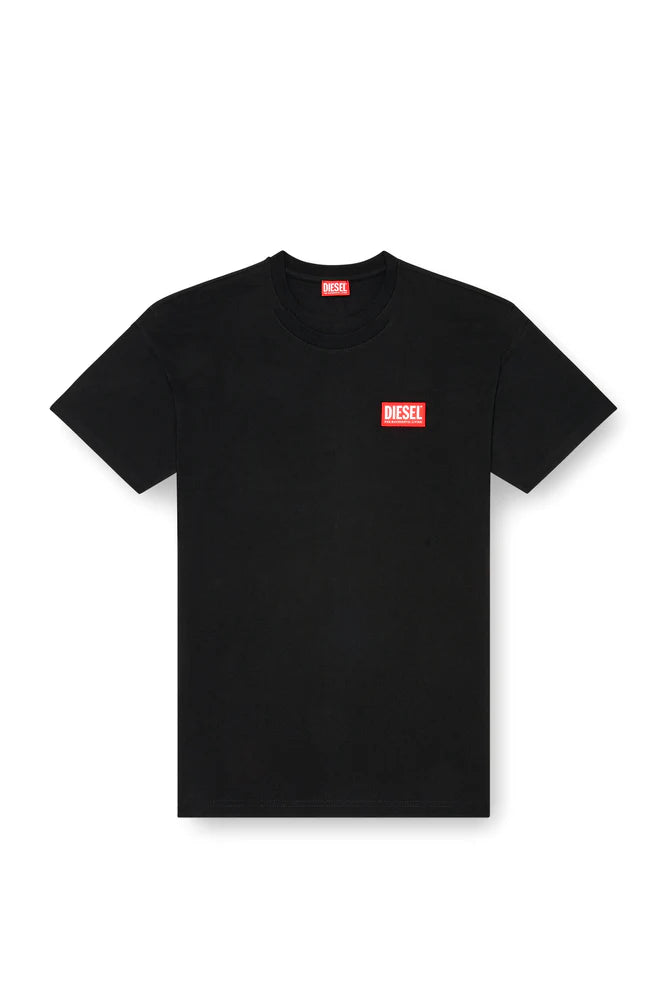 T-shirt with jacquard logo patch
