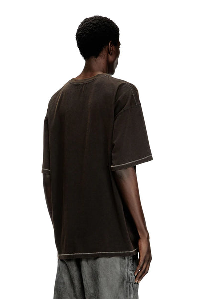 Acid-wash T-shirt with printed graphics