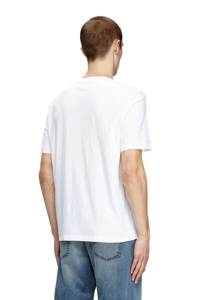 Slub cotton T-shirt with flocked logo