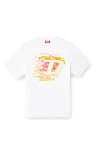 Slub cotton T-shirt with flocked logo