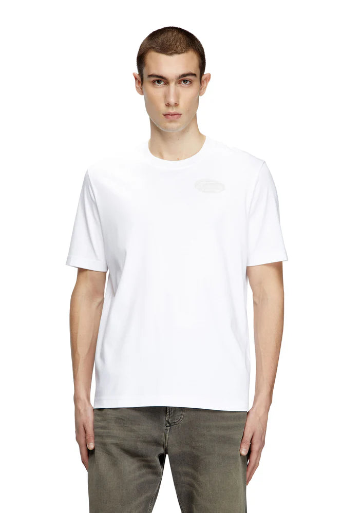 Mercerized cotton T-shirt with tonal logo