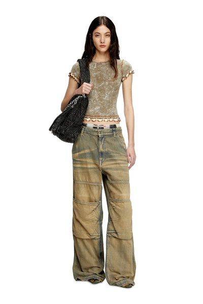 Marbled T-shirt with ruffled trims