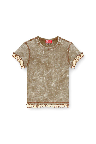 Marbled T-shirt with ruffled trims