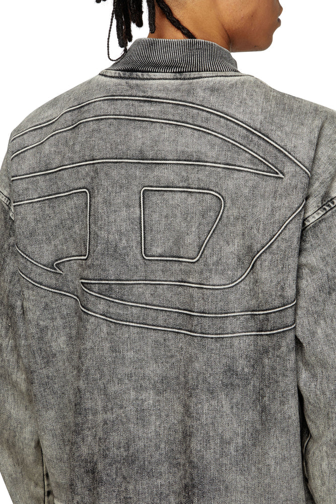Track Denim zip-up sweater with Oval D