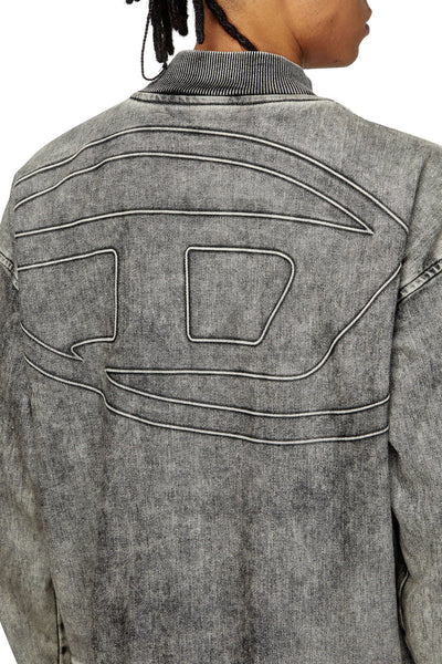 Track Denim zip-up sweater with Oval D