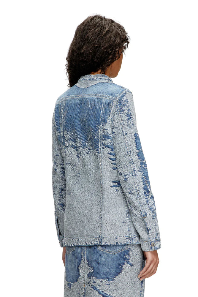Jacket in distressed jacquard denim