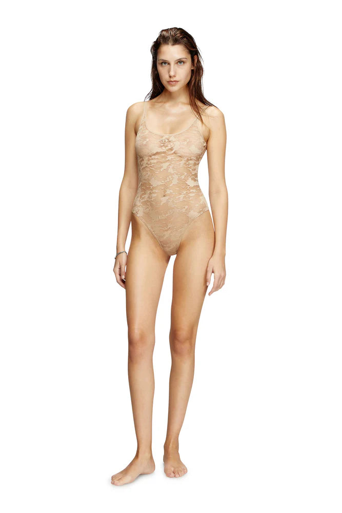 Camo lace bodysuit with Oval D embroidery