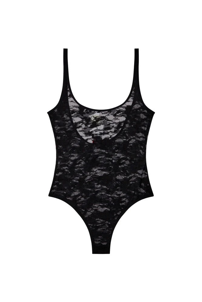 Camo lace bodysuit with Oval D embroidery