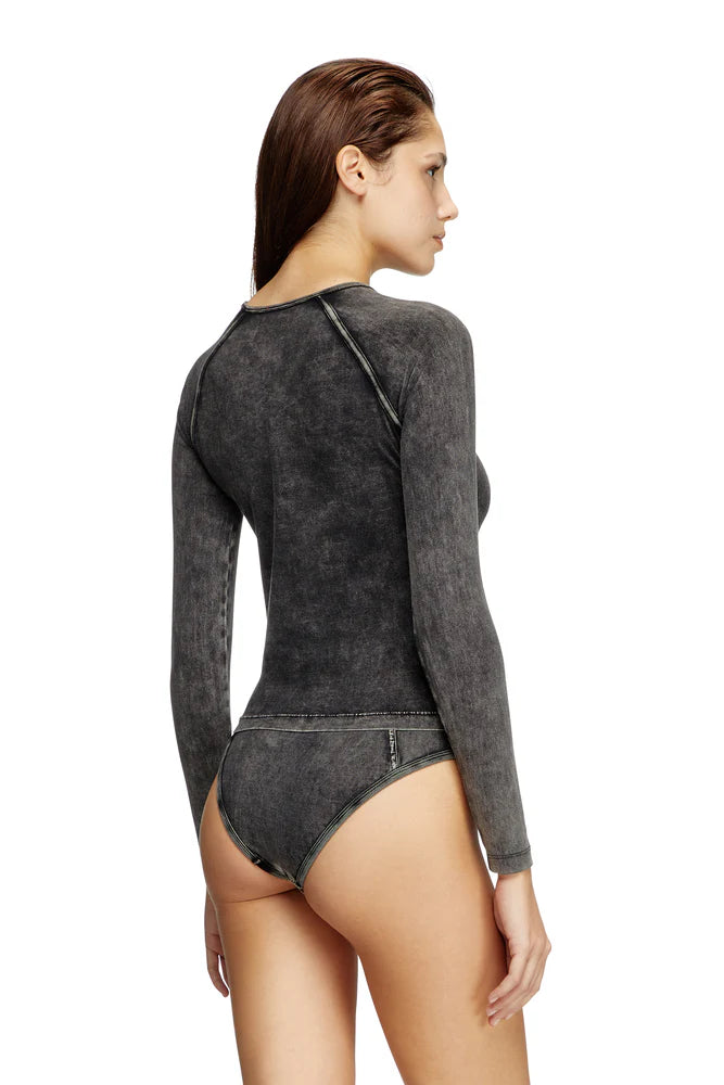 Long-sleeve T-shirt in denim-effect jersey