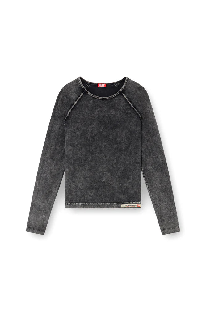 Long-sleeve T-shirt in denim-effect jersey