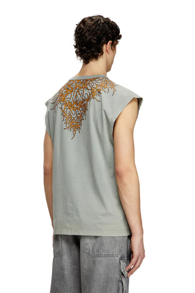 Tank top with tattoo graphics