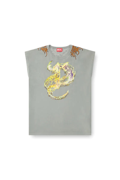 Tank top with tattoo graphics