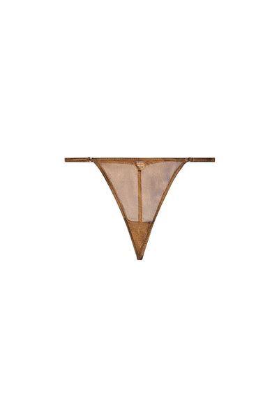 Sheer thong with Oval D detail