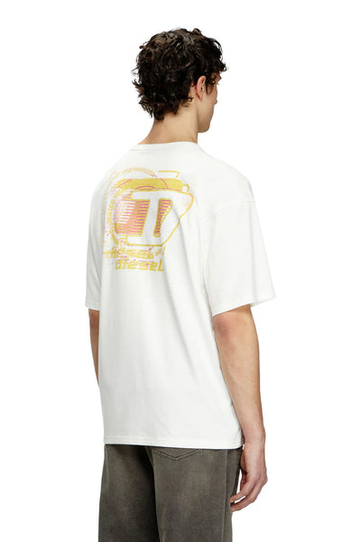 T-shirt with flocked logo graphics
