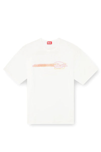 T-shirt with flocked logo graphics