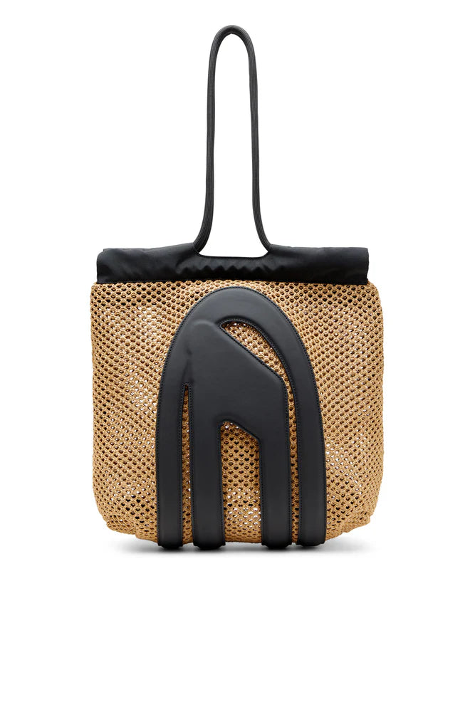 Cage-D-Raffia-effect mesh tote bag