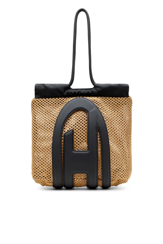 Cage-D-Raffia-effect mesh tote bag