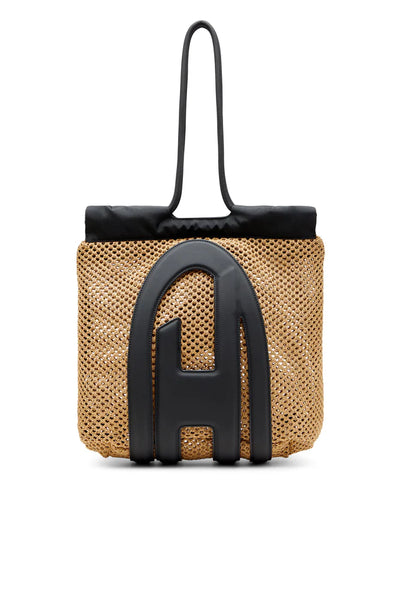 Cage-D-Raffia-effect mesh tote bag