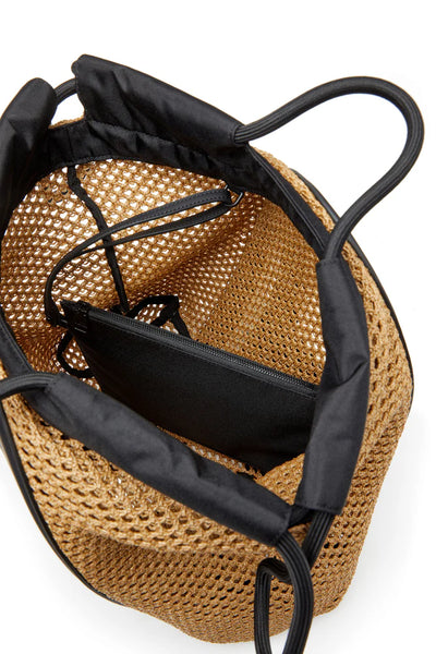 Cage-D-Raffia-effect mesh tote bag
