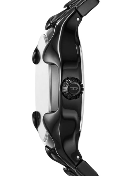 Vert three-hand date black stainless steel watch