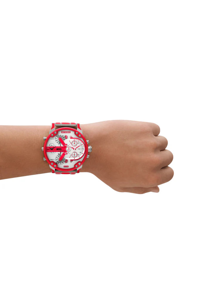 Mr. Daddy 2.0 red enamel and stainless steel watch