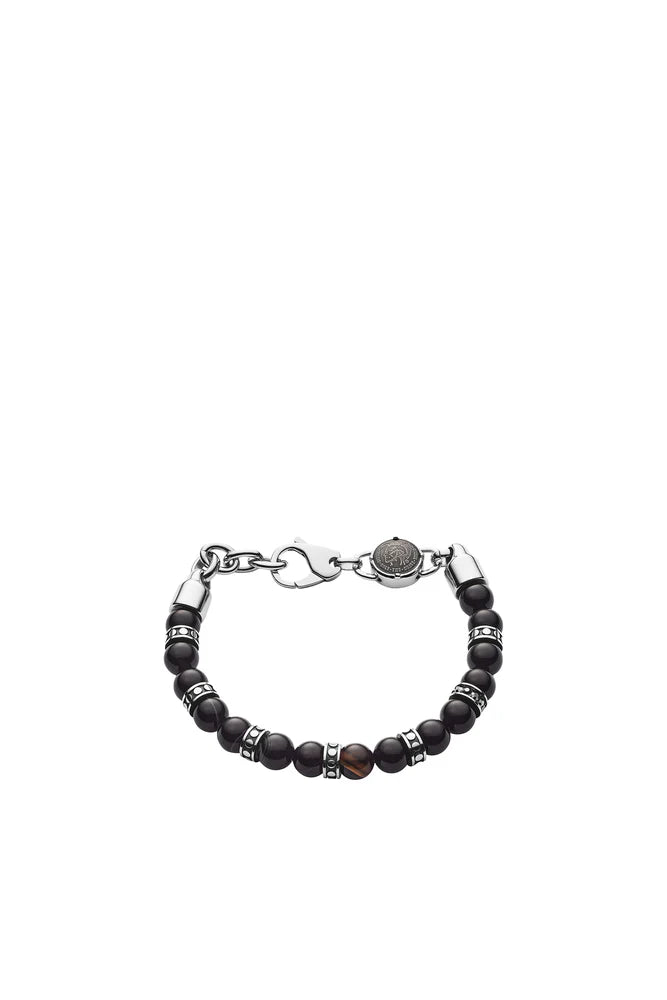 Beaded Black Line Agate Bracelet