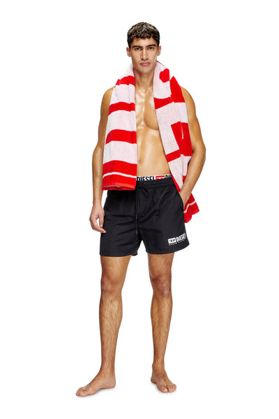 Mid-length swim shorts with logo print