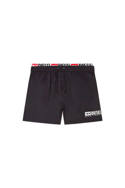Mid-length swim shorts with logo print