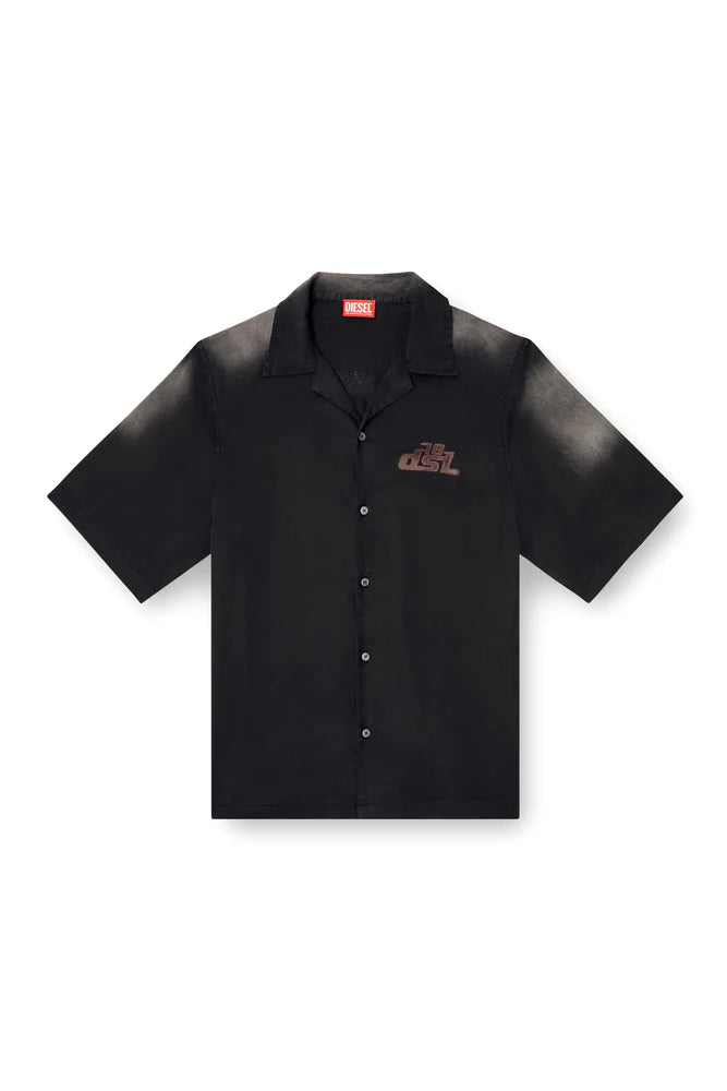 Faded bowling shirt with logo prints