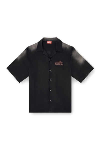 Faded bowling shirt with logo prints