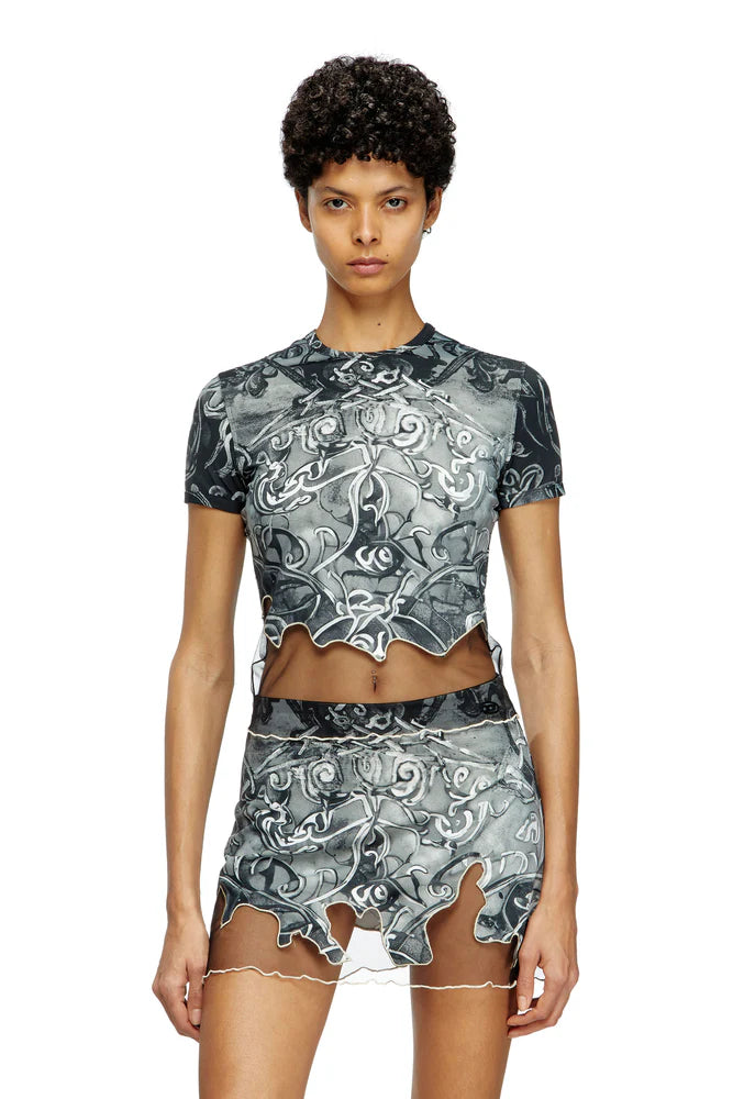 Nylon T-shirt with Heraldic print