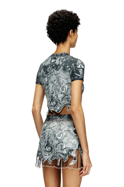 Nylon T-shirt with Heraldic print